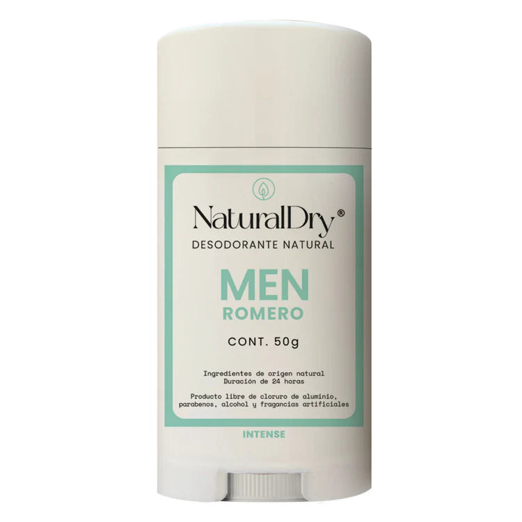 Desodorante Men Romero- NaturalDry® - 100% Natural - No obstruye los poros - Hidrata tu piel - Elimina el mal olor