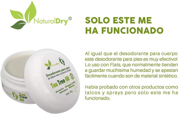 Desodorante para PIES NaturalDry® - 100% Natural - No obstruye los poros - Hidrata tus pies - Elimina el mal olor